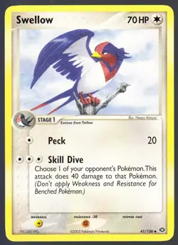 Swellow 41/106 Pokemon EX Emerald LP - Image 1