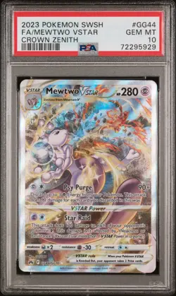 2023 Pokemon Mewtwo VSTAR FA GG44/GG70 Crown Zenith PSA 10 GEM MT - Image 1
