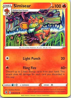 Simisear Fusion Strike 038/264 Uncommon Pokemon Near Mint Pokemon Card - Image 1