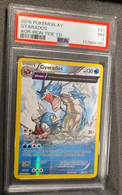 POKEMON CARD GYARADOS REVERSE HOLO 21 XY ANCIENT ORIGINS #21 GRADED PSA 7 IRON - Image 2