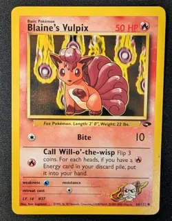 Blaine's Vulpix 66/132 Common Gym Challenge Pokemon Unlimited Lightly Played - Image 1