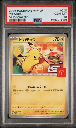 2025 POKEMON JAPANESE M-P PROMO MCDONALD'S #020 PIKACHU PSA 10 - Image 1