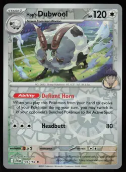 Hop's Dubwool 136/159 Rare Journey Together Pokemon Reverse Holo Near Mint - Image 1