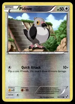 Pidove Black and White Reverse Holo 84/114 Pokemon TCG - Image 1