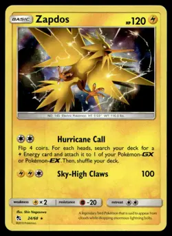 Zapdos Hidden Fates Holo 24/68 Pokemon TCG - Image 1