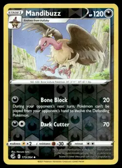 Mandibuzz SWSH08: Fusion Strike Reverse Holo 173/264 Pokemon TCG - Image 1