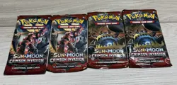 Pokemon Sun & Moon Crimson Invasion Booster 4 Packs - 2017 820650802492 - Image 1