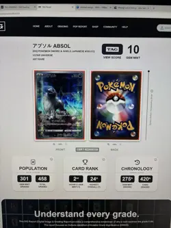 TAG 10 Absol 191/172 S12a Vstar Universe Art Rare Holo Pokemon Japanese 2022 - Image 2