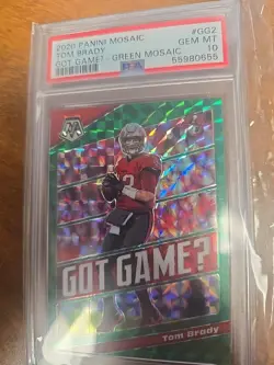 2020 Panini Mosaic - Got GameU Tom Brady Green Mosaic Prizm GRADED PSA 10 GM - Image 1