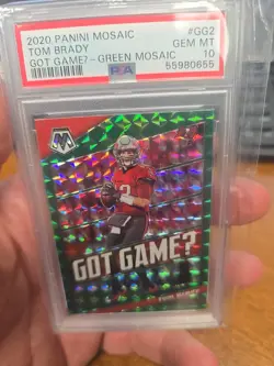 2020 Panini Mosaic - Got GameU Tom Brady Green Mosaic Prizm GRADED PSA 10 GM - Image 2