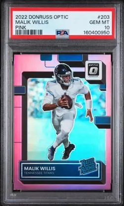 Malik Willis 2022 Donruss Optic Pink #203 PSA 10 - Image 1