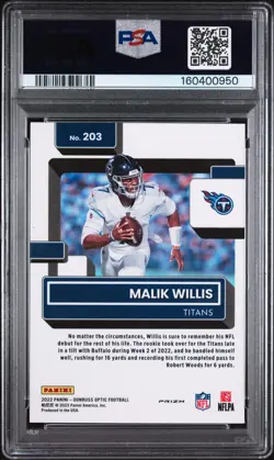 Malik Willis 2022 Donruss Optic Pink #203 PSA 10 - Image 2