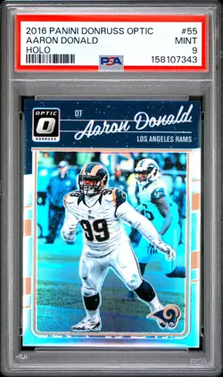 2016 PANINI DONRUSS OPTIC HOLO #55 AARON DONALD PSA 9 - Image 1