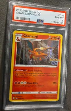 POKEMON CARD CHARIZARD HOLO 10 POKEMON GO #10 GRADED PSA 8 #010 010 - Image 2