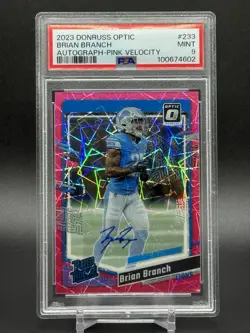 2023 Optic Brian Branch Rated Rookie Pink Velocity Auto #2/50 PSA 9 Lions RC - Image 1