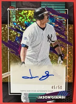 2026 TOPPS FINEST JASON GIAMBI #FMA-JGI GOLD MINI DIAMONDS AUTO SP 45/50 YANKEES - Image 1