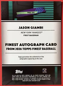 2026 TOPPS FINEST JASON GIAMBI #FMA-JGI GOLD MINI DIAMONDS AUTO SP 45/50 YANKEES - Image 2