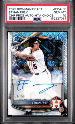 2025 Bowman Draft Ethan Frey Chrome Auto HTA Choice Refractor 1st #/150 PSA 10 - Image 1