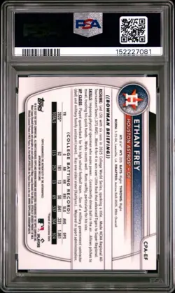 2025 Bowman Draft Ethan Frey Chrome Auto HTA Choice Refractor 1st #/150 PSA 10 - Image 2