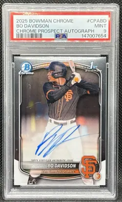 Bo Davidson 2025 Bowman Chrome 1st Auto #CPA-BD PSA 9 Mint SF Giants - Image 1