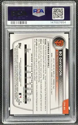 Bo Davidson 2025 Bowman Chrome 1st Auto #CPA-BD PSA 9 Mint SF Giants - Image 2