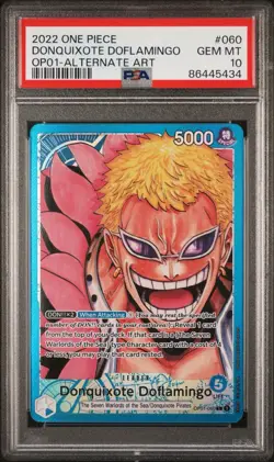 2022 ONE PIECE OP01-ROMANCE DAWN #060 DOFLAMINGO ALT ART PAR FOIL PSA 10 - Image 1