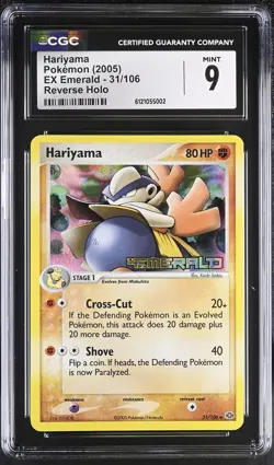CGC 9 Hariyama 31/106 Reverse Holo EX Emerald Pokemon - Image 1