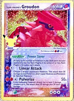 Team Magma's Groudon 9/95 Celebrations HOLO BLEED ERROR Pokemon Card TCG 2021 NM - Image 1