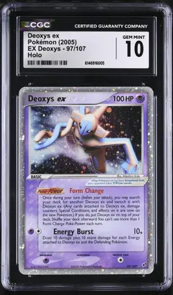 CGC 10 GEM MINT Deoxys EX 97/107 EX Deoxys Holo Swirl Pokemon Card - Image 1
