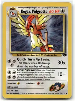 Koga's Pidgeotto 27/132 Rare Gym Challenge Pokemon Unlimited NM/M - Image 1