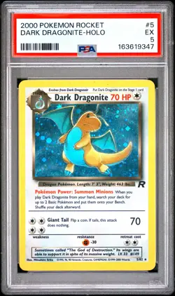 2000 POKEMON ROCKET #5 DARK DRAGONITE-HOLO PSA 5 - Image 1