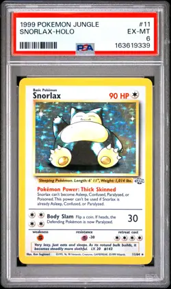 1999 POKEMON JUNGLE #11 SNORLAX-HOLO PSA 6 - Image 1