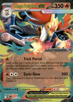 Mega Delphox ex 008/084 Double Rare Pitch Black Pokemon Holo Near Mint - Image 1