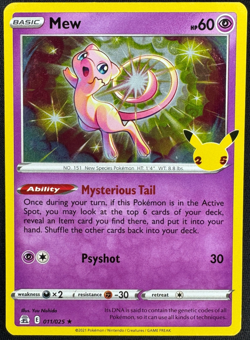 MEW 11/25 MP HOLO RARE CELEBRATIONS 25TH ANNIVERSARY POKEMON 2021 - Image 1
