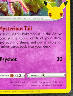 MEW 11/25 MP HOLO RARE CELEBRATIONS 25TH ANNIVERSARY POKEMON 2021 - Image 2