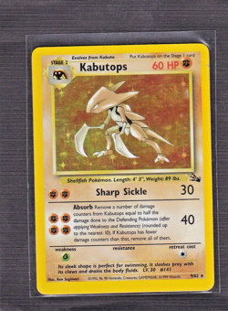 Kabutops 9/62 Unlimited Holo Rare Fossil Pokemon Card - Image 1