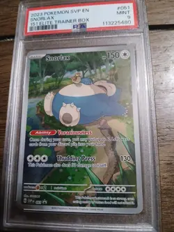 Pokemon TCG Snorlax Promo Card 051 PSA 9 Mint Scarlet Violet 151 English - Image 1