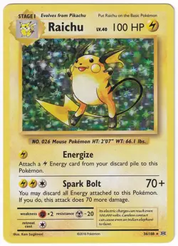 Pokemon TCG Raichu 36/108 Holo Rare Evolutions MP - Image 1