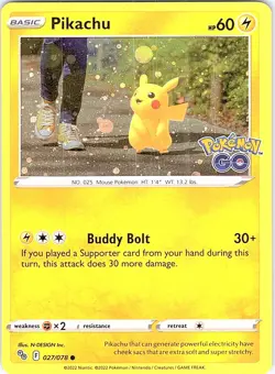 Pikachu (27) Common Pokemon GO 027/078 NM - Image 1