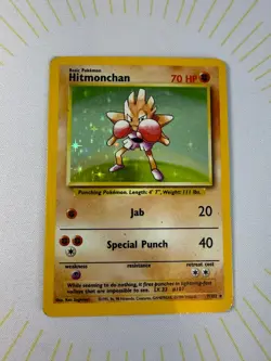 Hitmonchan 7/102 Holo Rare Base Set Unlimited Pokemon MP - Image 2