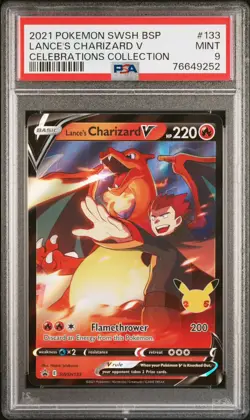 2021 Pokemon TCG Lance's Charizard V SWSH133 Holo Promo PSA 9 English - Image 1