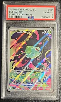 Pokemon TCG ME01 Mega Evolution Bulbasaur 133/132 PSA 10 Holo Illus Rare EN - Image 1