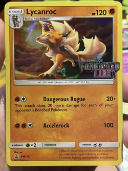 Pokemon Lycanroc SM118 SM Forbidden Light Prerelease Promo Holofoil LP - Image 1