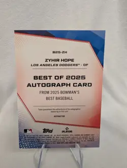 2025 Bowman’s Best Zyhir Hope #B25-ZH Best of 2025 Refractor Auto - Dodgers - Image 2