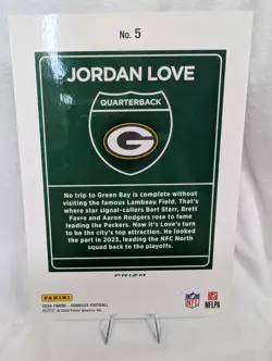 2024 Donruss Jordan Love #5 Downtown - Oversized (5''x7'') Green Bay Packers - Image 2
