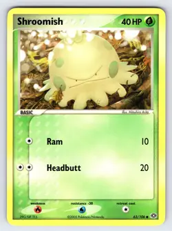 Shroomish 63/106 2005 EX Emerald Pokemon Card TCG Arita Art Common - Nm/Vlp - Image 1