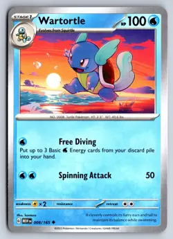 WARTORTLE 008/165 UNCOMMON 151 POKEMON NM - Image 1