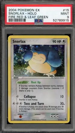 Pokemon Snorlax Holo Fire EX Red & Leaf Green 15 PSA 9 Mint - Image 1