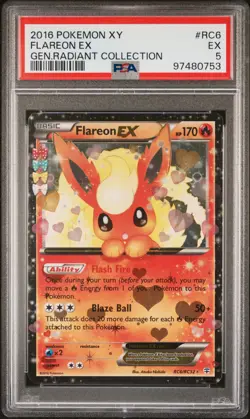 2016 POKEMON XY GENERATIONS RADIANT COLLECTION #RC6 FLAREON EX PSA 5 - Image 1