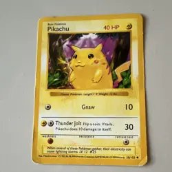 Wizards of the Coast Pokemon TCG Pikachu 58/102 Base EN 1999 40 HP SHADOWLESS - Image 1